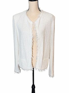 IRO  Woman’s Paris Shavani Frayed Tweed Jacket in Optic White - Size 44 (US 12)